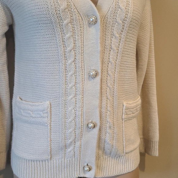 NWT Fancy stitch women's Cardigan sz .XL Ivory Color - Picture 2 of 10